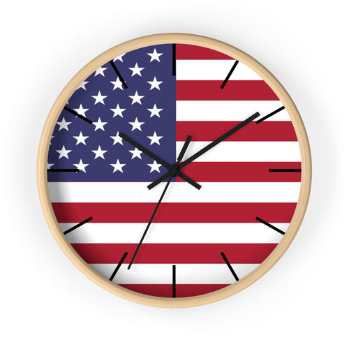 American Flag Wall Clock — Patriotic USA Home Decor for 4th of July & Veterans Day