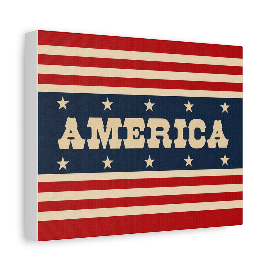 America Vintage Flag Matte Canvas Wall Art