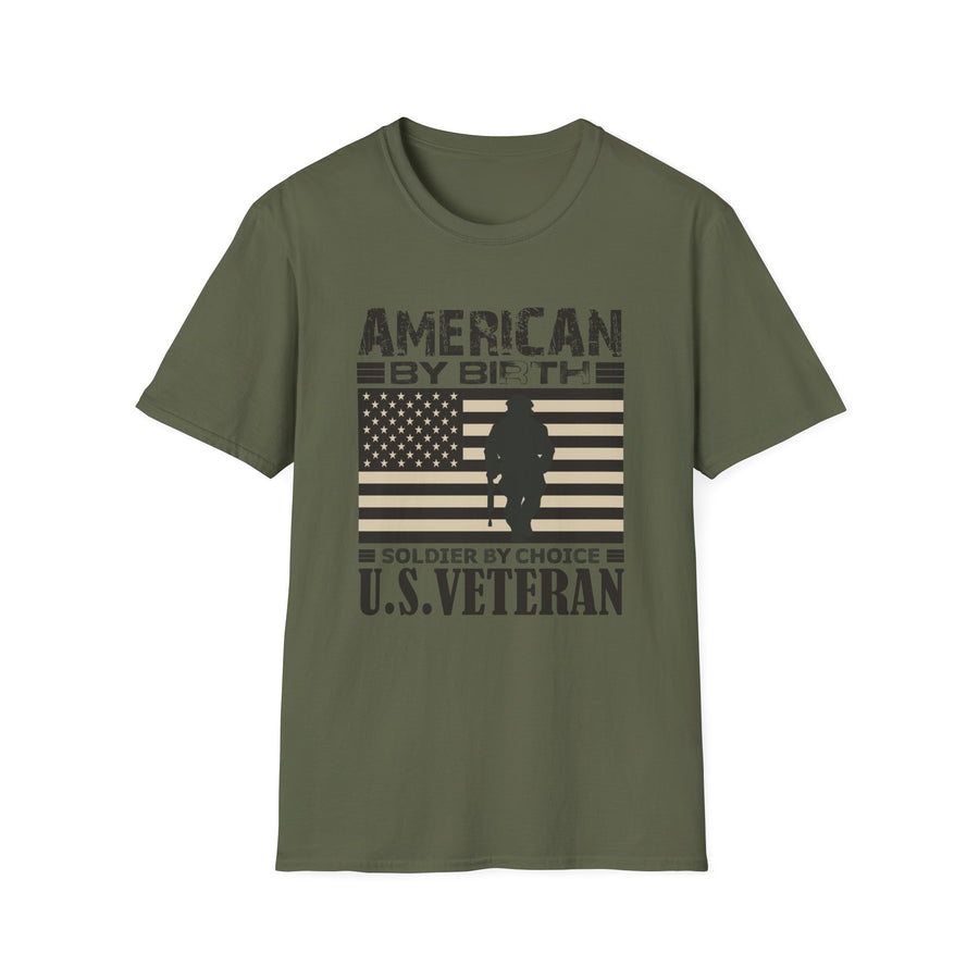 U.S. Veteran T-Shirt – "American By Birth, Soldier By Choice" Patriotic Veteran Tee